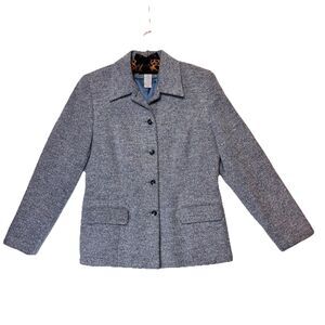 Sag Harbor Blazer Jacket Womens Size 8 Blue /Gray Button Up Beautiful Condition